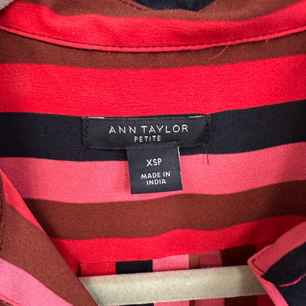Ann Taylor, Petite Women's Striped Button-Up Blouse - Picture 3 of 4